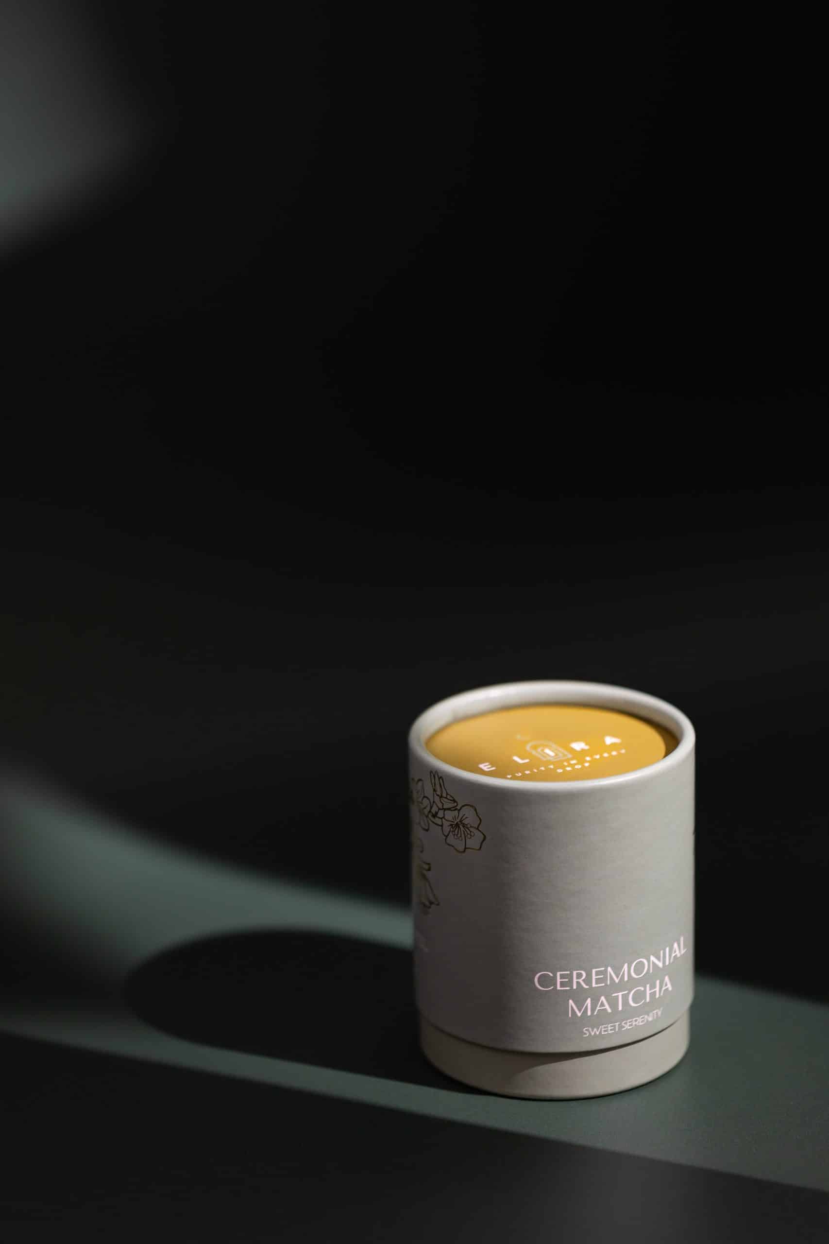 matcha brand packaging lifestyle dark mood